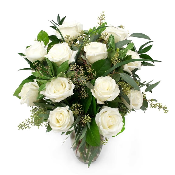 Member's Mark Roses and Greenery Vase Arrangement, choose color and stem count