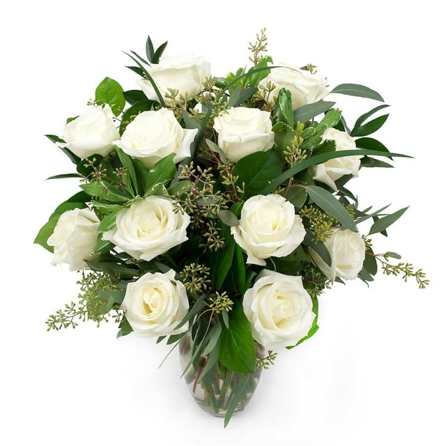 Member's Mark Roses and Greenery Vase Arrangement, choose color and stem count