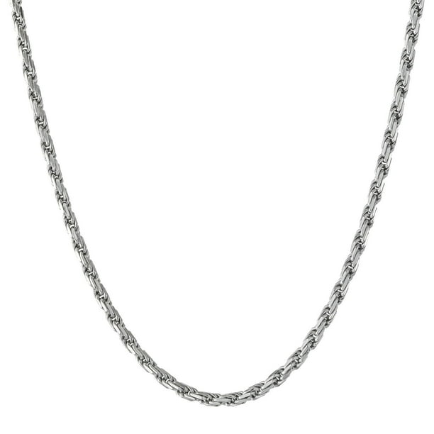 『SA NECKLACE SILVER』 2.5mm Italian Sterling Silver Diamond Cut Rope Chain - Samsclub.com