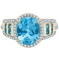 thumbnail image 2 of Blue Topaz & 0.25 CT.T.W. Diamond Ring in 14K Gold, 2 of 3