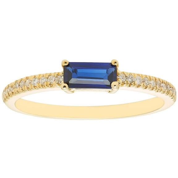 Baguette Cut Gemstone and 0.10 CT. T.W. Diamond Ring in 14K Gold