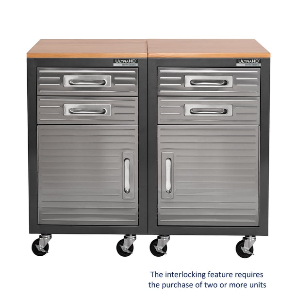 Seville Classics UltraHD Interlocking 2-Drawer Rolling Storage