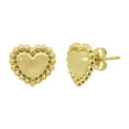 thumbnail image 1 of Beaded Heart Stud Earrings in 14K Gold, 1 of 6
