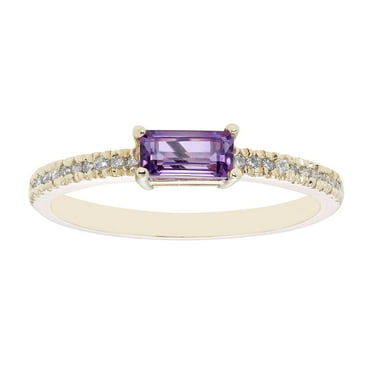 Baguette Cut Gemstone and 0.10 CT. T.W. Diamond Ring in 14K Gold