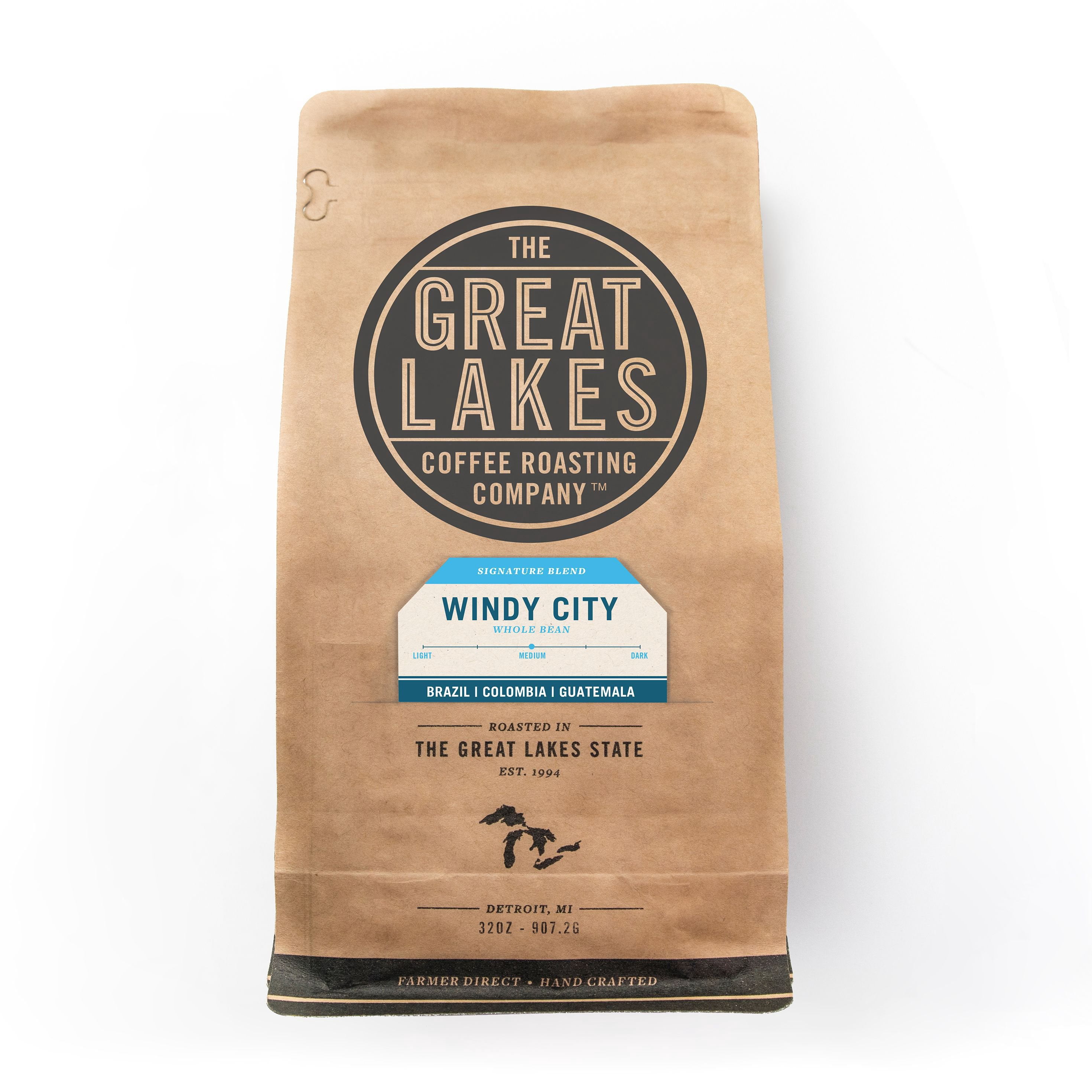 Great Lakes Medium Roast Whole Bean Coffee, Windy City Blend, 32 oz.
