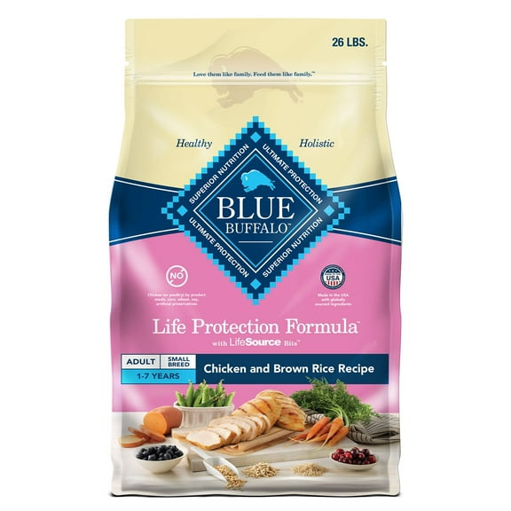 Blue Buffalo Life Protection Formula Chicken & Brown Rice, Adult Small Breed Dry Dog Food, 26 lbs.