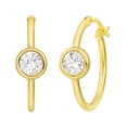 thumbnail image 1 of Round Bezel Set Hoop Earring in 14K Gold, 1 of 3