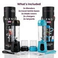 thumbnail image 3 of BLENDi Portable Blender 2-Pack, Black & Turquoise, 3 of 11