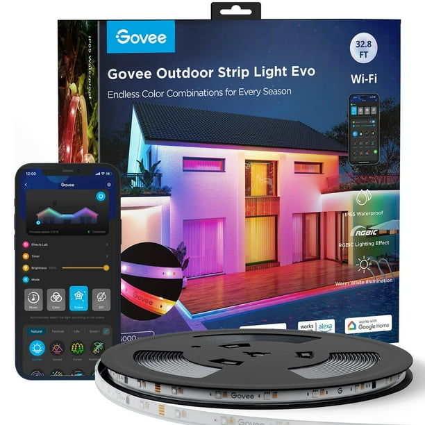 Govee ライト Govee RGBICW Wi-Fi LED Strip Light, 49.2ft, Smart App Control