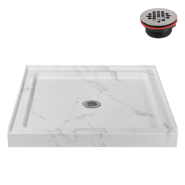 Streamline 36 in. x 36 in. Alcove Acrylic Shower Base With Center Drain, Drain Included Assorted Colors