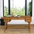 thumbnail image 1 of Ashfield Mid-Century Office Desk with Storage, Light Brown, 1 of 9