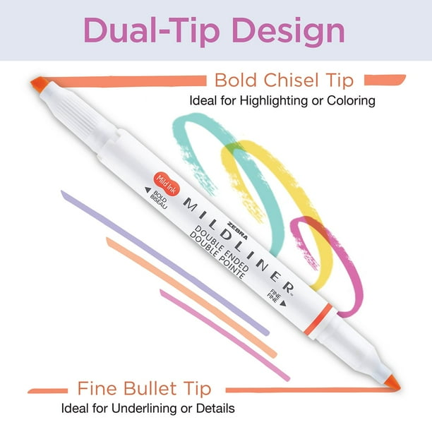 Zebra Mildliner Double Ended Highlighter Assorted 18 pk