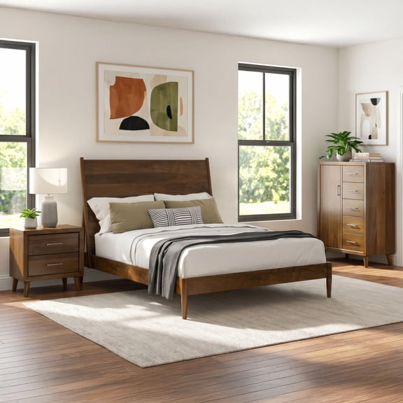 Zuma Panel 3PC or 5PC Bedroom Set in Walnut, Assorted Sizes