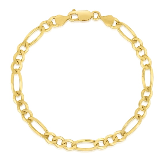Solid Figaro Link Chain Bracelet in 14K Gold