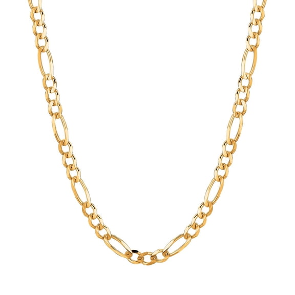 Solid Figaro Chain Necklace in 14K Gold