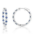 thumbnail image 3 of Lab Created Gemstone Huggie Hoop Earrings in Sterling Silver, 3 of 7
