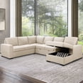 thumbnail image 2 of Dylan Stain-Resistant Fabric 6 Seat Storage Sectional With Pullout Bed, Assorted Colors, 2 of 10