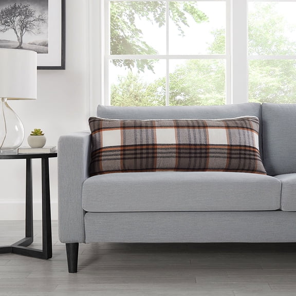 Member's Mark Plaid Faux Fur Decorative Pillow 14" x 36"