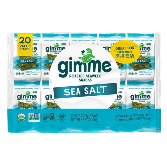 Gimme Seaweed Snacks, Sea Salt Roasted, 0.17 oz., 20 pk.