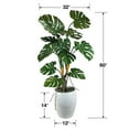 thumbnail image 4 of Faux 5' Deluxe Split Leaf Floor Plant in Grey Stone Pot, 4 of 4