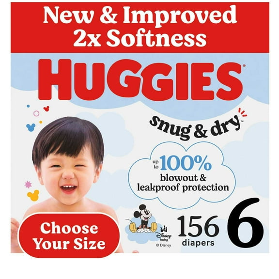 Huggies Snug & Dry Baby Diapers, Sizes 3-8