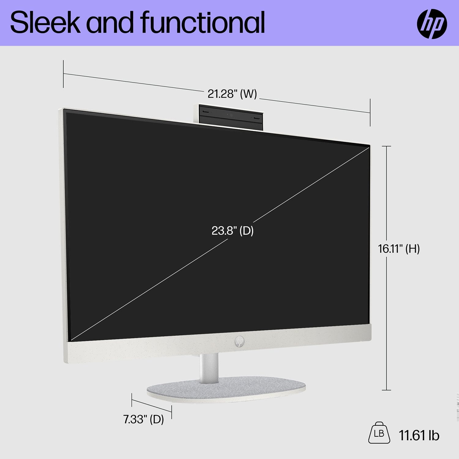 HP 23.8-inch All-in-One Windows Desktop PC AMD Ryzen 5 - 8GB RAM