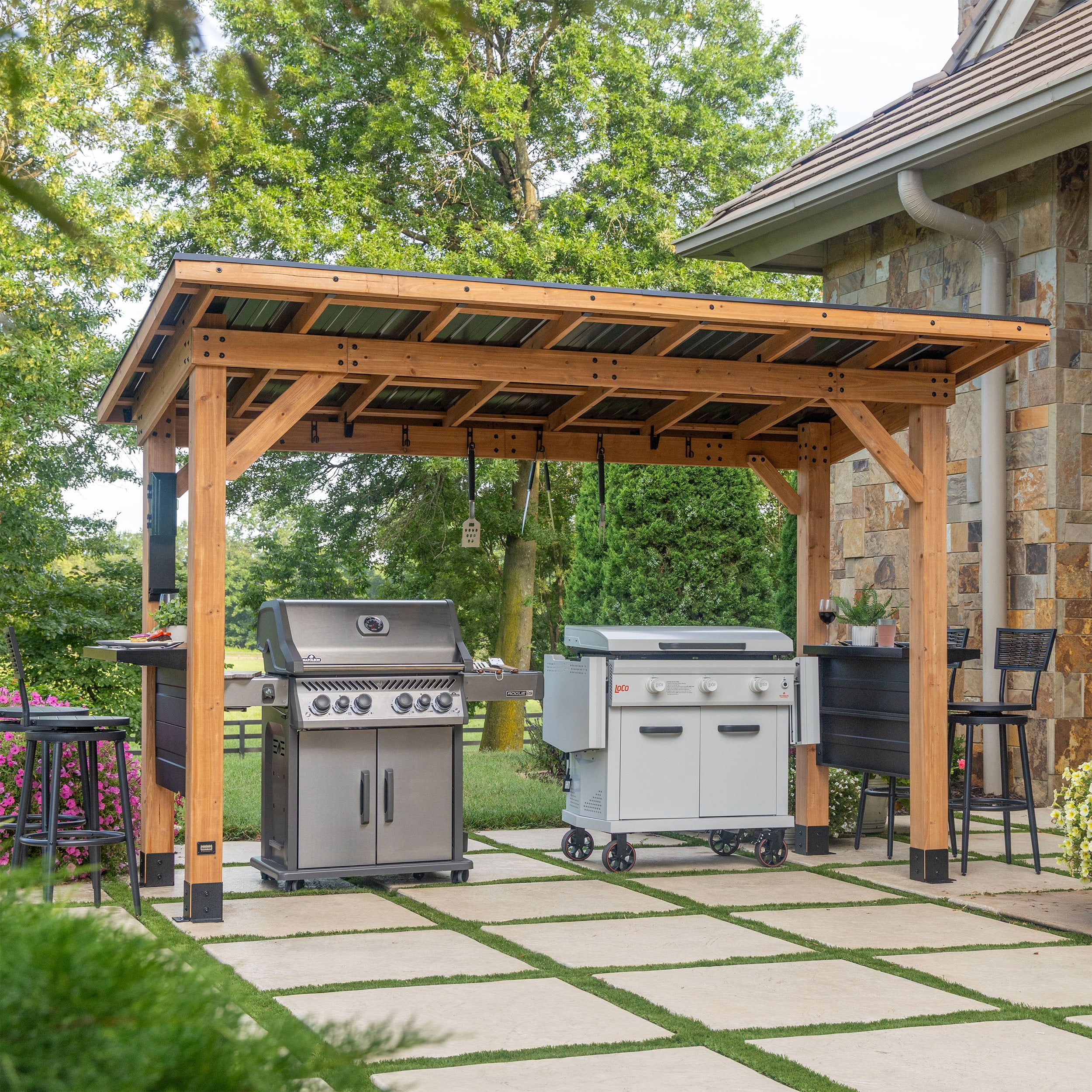 Backyard Discovery Briarton Grill Gazebo XL w/ Cantilever Roof
