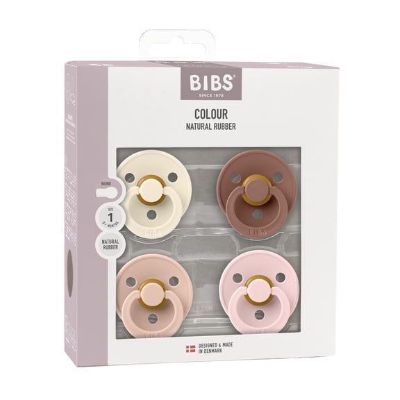 BIBS Colour Latex Pacifiers, Size 1: 0-6 Months, 4 pk., Choose Color
