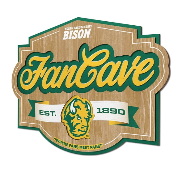 YouTheFan North Dakota State Bison 17"x12.5" 3D Multi-Layered Fan Cave Sign