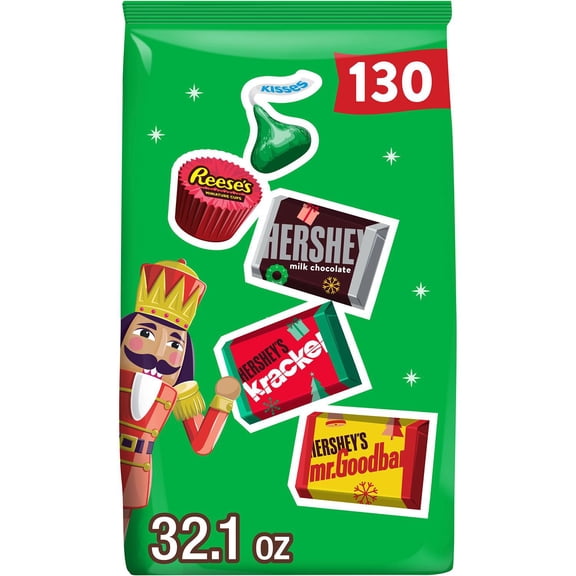 HERSHEY'S Holiday Candy Dish Chocolate Candy Assortment, Variety Pack, 130 pcs.