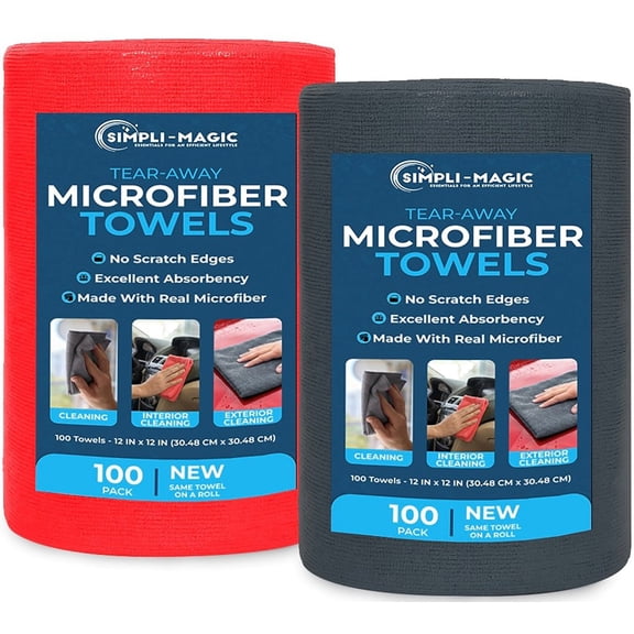 Simpli-Magic Tear Away Microfiber Towel Roll (200 or 1200 Count)