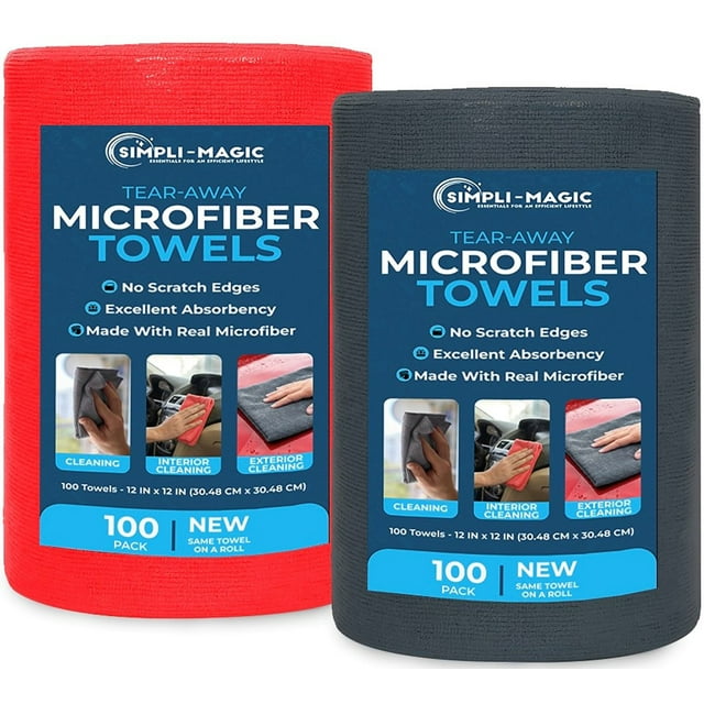 Simpli-Magic Tear Away Microfiber Towel Roll (200 or 1200 Count)
