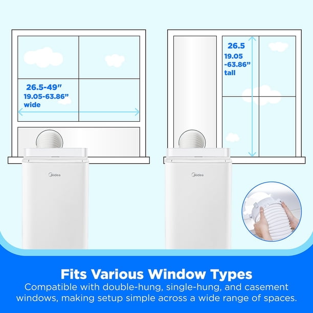 Midea 8,000 DOE, 12, 000 BTU ASHRAE SmartCool Portable Air