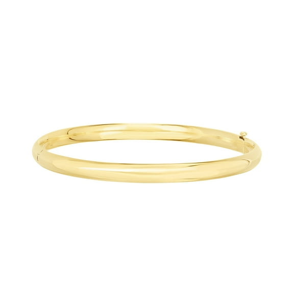 High Polished Hollow Bangle Bracelet in 14K Gold