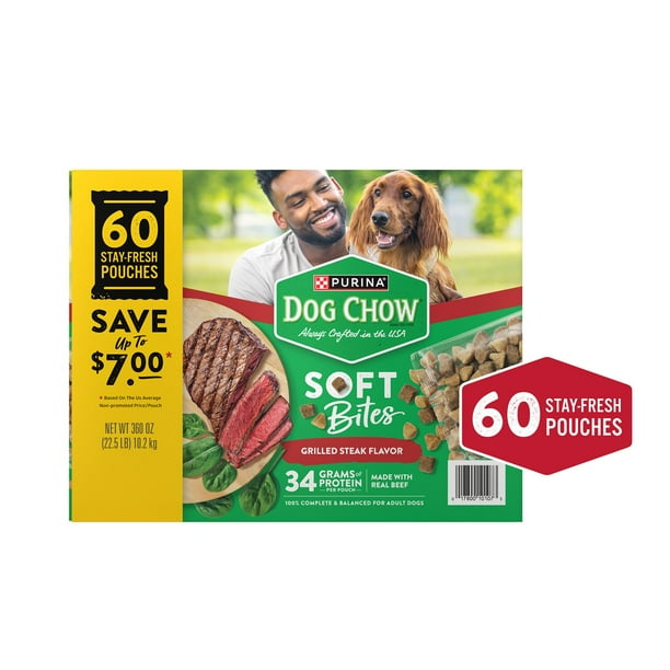Purina Dog Chow Grilled Steak Flavor, Adult Soft Bites Dog Food