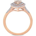 thumbnail image 5 of Morganite and 0.22 CT. T.W. Diamond Double Halo Engagement Ring in 14K Gold, 5 of 6