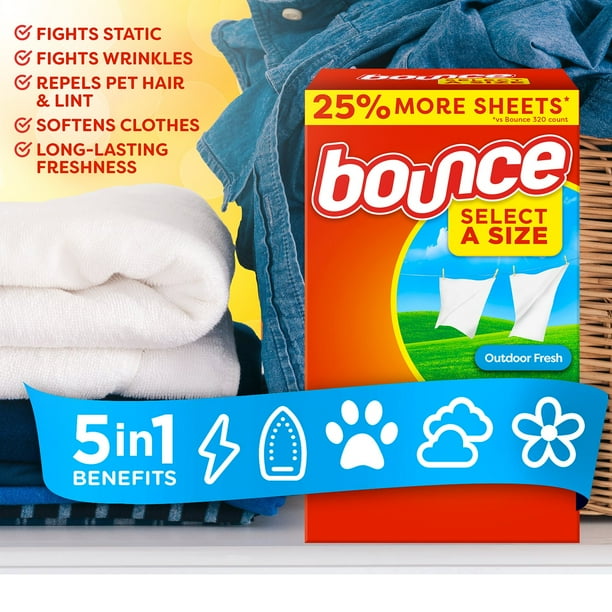Bounce Select a Size Fabric Softener Dryer Sheets, Outdoor Fresh