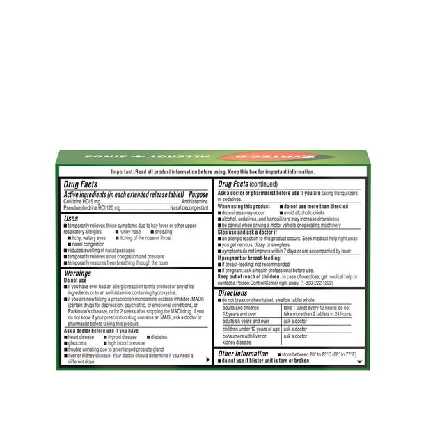 Zyrtec-D 12Hr Allergy Relief & Nasal Decongestant Tablets, 24 ct