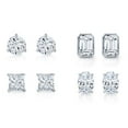 thumbnail image 1 of Fancy Cut Lab Created White Sapphire 4 Pair Earring Set in Sterling Silver, 1 of 16