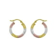 thumbnail image 2 of Diamond Cut Hoop Earrings in 14K Tri-Gold, 2 of 5
