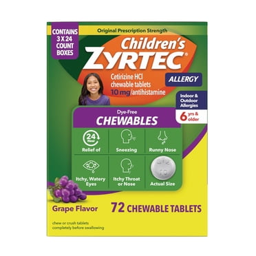 Children's Zyrtec Chewables, Dye-Free, Grape Flavor, 72 ct.
