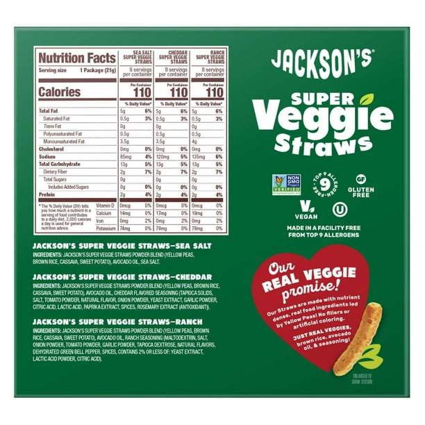 Jackson's Super Veggie Straws Variety Pack, 0.75 oz., 24 pk