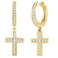 thumbnail image 1 of 0.50 CT. T.W. Diamond Cross Hoop Earrings in 14K Gold, 1 of 5