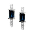 thumbnail image 2 of Emerald Cut Gemstone & 0.12 CT. TW Diamond Stud Earrings in 14K Gold, 2 of 4