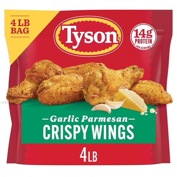 Tyson Garlic Parmesan Bone-In Oven Roasted Crispy Chicken Wings, Frozen, 4 lbs.
