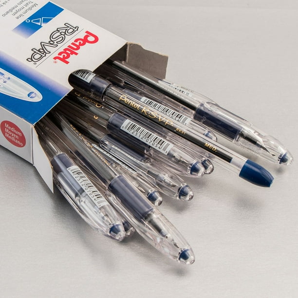 Pentel - R.S.V.P. Ballpoint Stick Pen, Blue Ink, Medium - 12 Pens