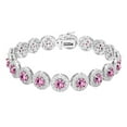 thumbnail image 1 of Round Cut Lab Created Gemstone Halo Tennis Bracelet, 1 of 4