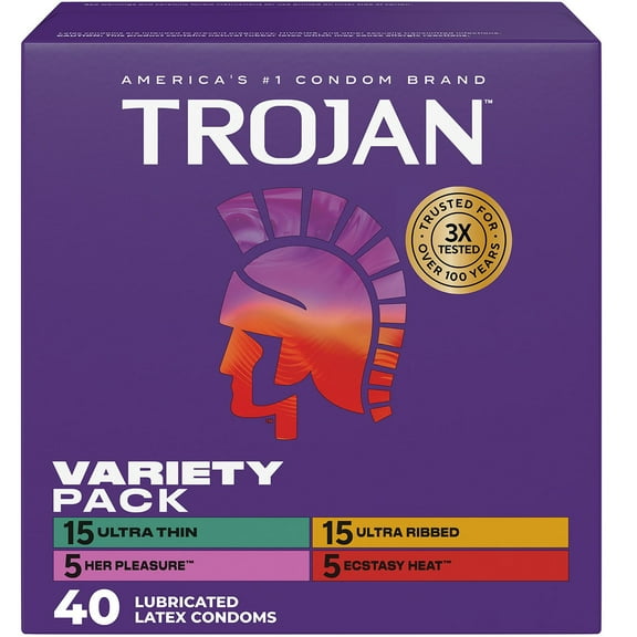 Trojan Variety Pack Lubricated Latex Condoms, 40 ct.