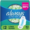 thumbnail image 1 of Always Ultra Thin Long Super Pads with Flexi-Wings, Unscented, Size 2, 92 ct., 1 of 7