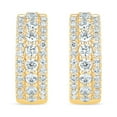 thumbnail image 3 of 1.00 CT. T.W. Round Cut Three Row Diamond Huggie Hoop Earrings in 14K Gold, 3 of 5